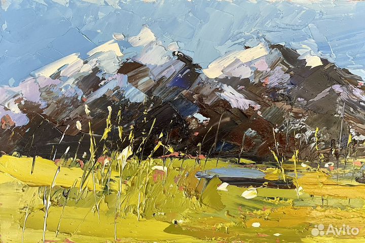 Горный пейзаж картина маслом 22*15 см