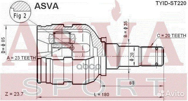 ШРУС внутренний перед лев tyidst220 asva