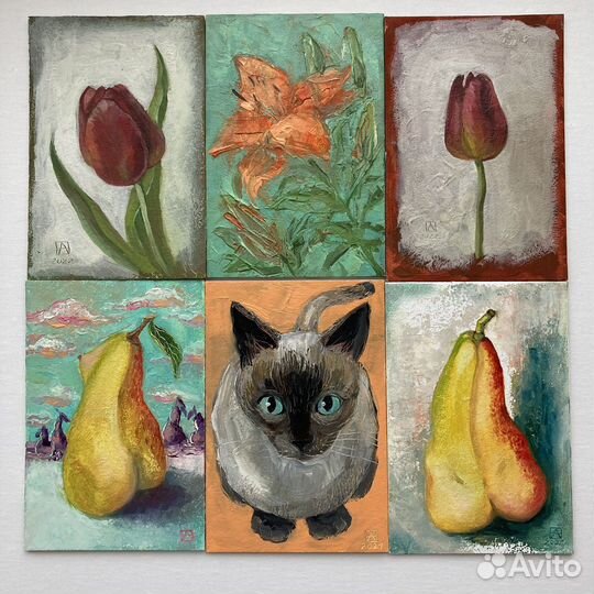 Миникартины маслом авторские