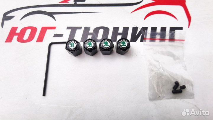 Колпачки на ниппель Skoda black