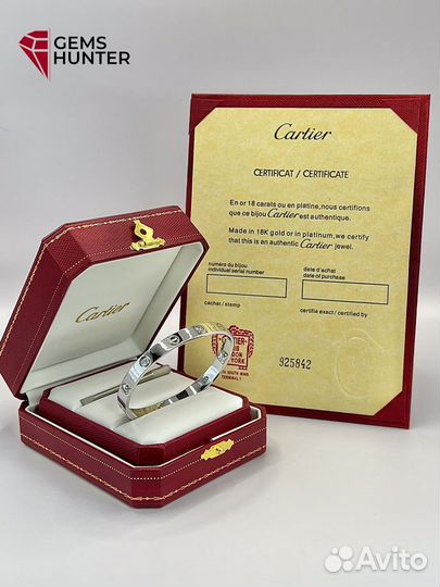 Браслет cartier love белое золото