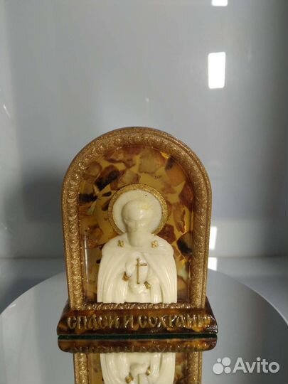 Иконы ручной работы, янтарь + ювелирная эмаль