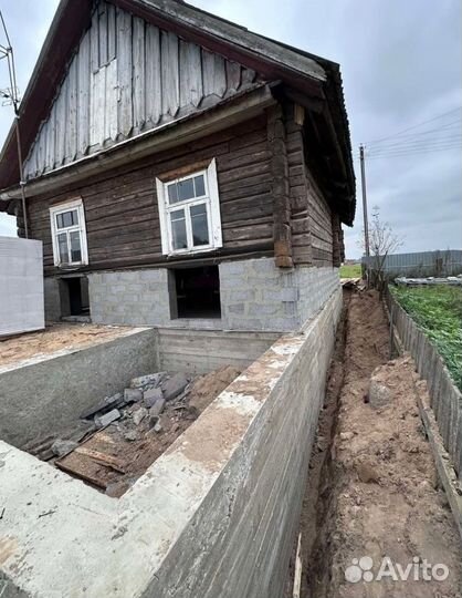 Замена венцов ремонт фундамента отмостка