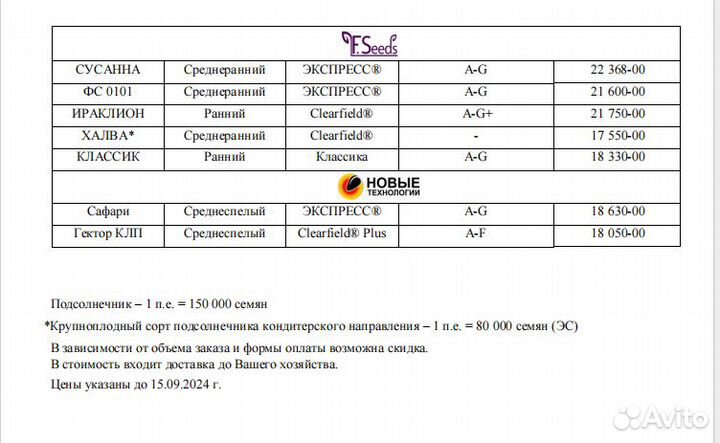 Семена подсолнечника/кукурузы, некоторые гибриды в