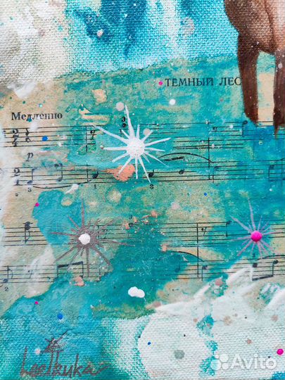 Современная картина коллаж абстракция Олень