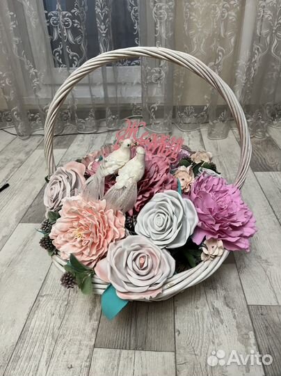 Свадебная корзинка, букет из фоамирана