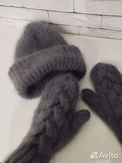 Шапка и варежки из пуха норки