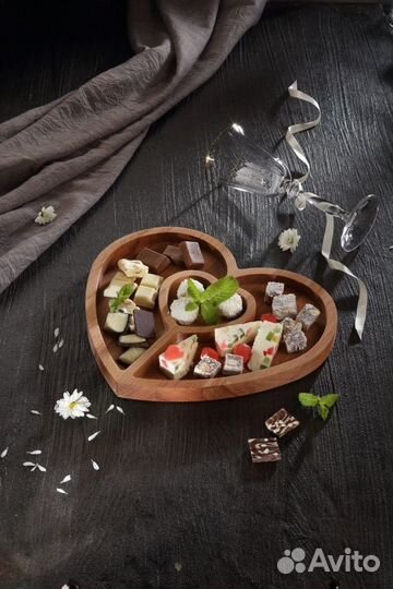 Менажница сердце из дерева