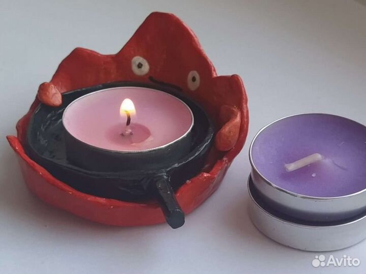 Огонёк-подставка под свечку, изделие из глины