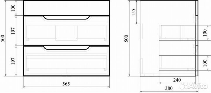Тумба подвесная с раковиной Mirsant Soho Quadro 60