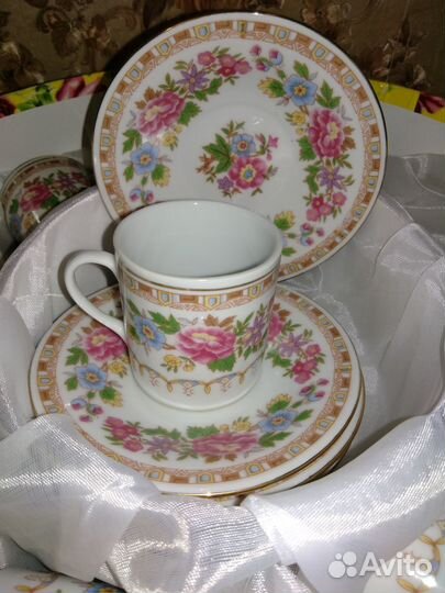 Новый кофейный сервиз, фарфор на 6, 12 персон