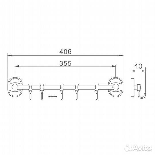 Планка с крючками для полотенец D-Lin D288700-5