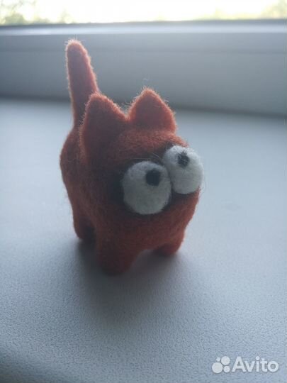Кот Саймон сувенир ручная работа Валяная игрушка