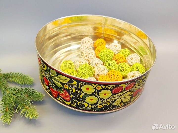 Конфетница жестяная хохлома 21,5 см