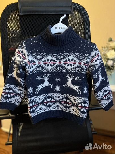 Свитер детский зимний с оленями 98-104 р