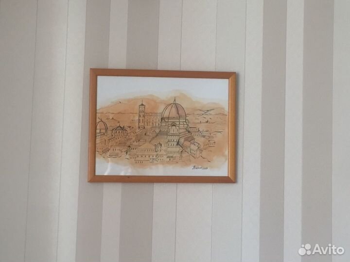 Картина акварелью Город графика