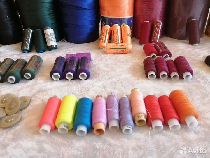 Косая бейка для руколелия, нитки, пуговицы