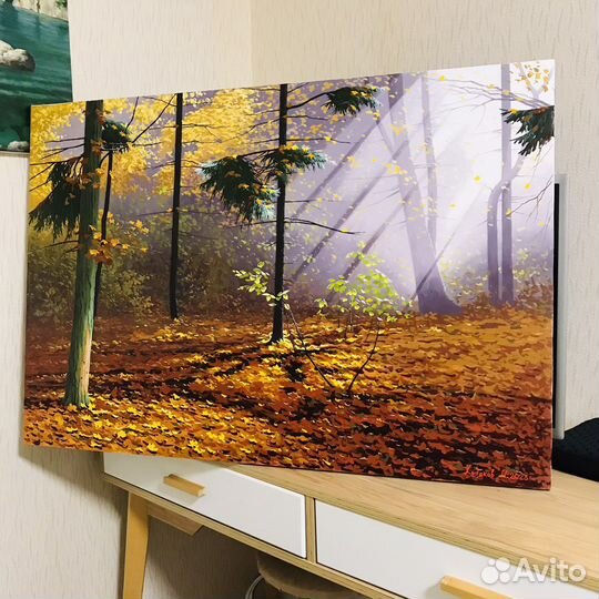 Большая картина маслом на холсте осень