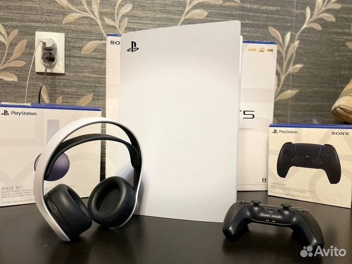 Sony playstation 5 с наушниками и играми
