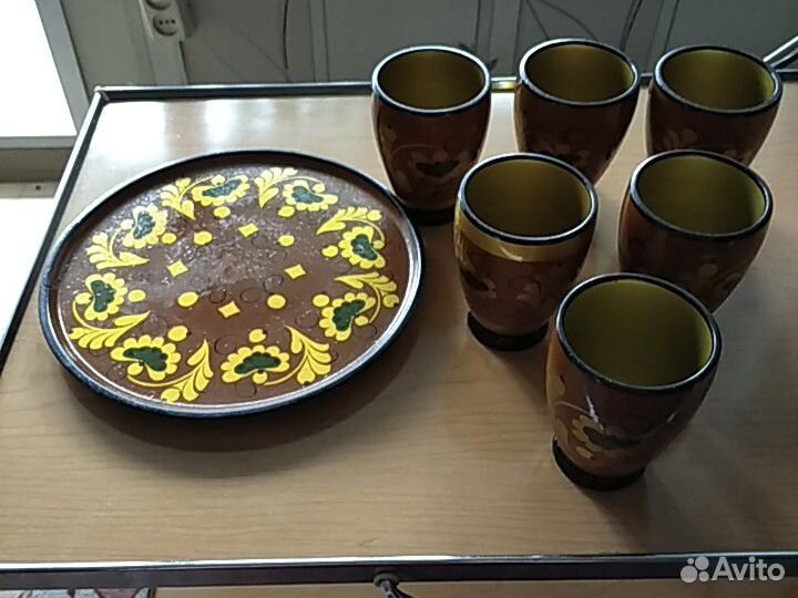 Набор стаканов деревянные, роспись