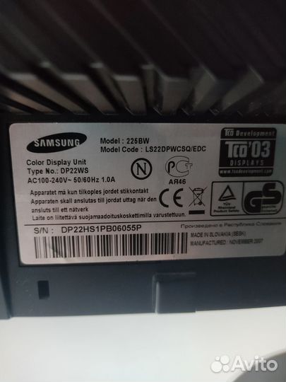 Монитор Samsung syncmaster 225bw