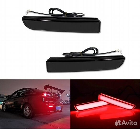Светящиеся катафоты заднего бампера Lancer 10