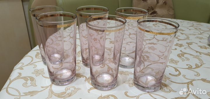 Стаканы розового стекла из СССР