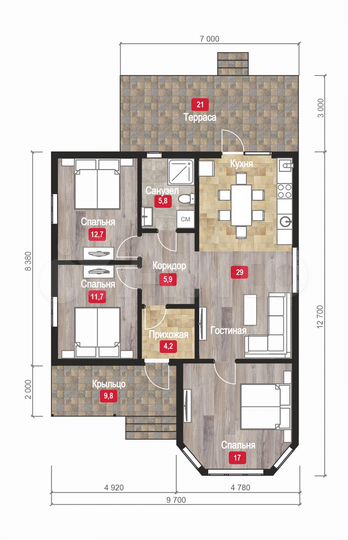 Дом 90 м² на участке 5 сот.