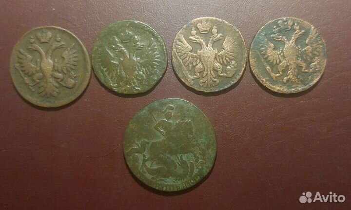 Монеты денги 1732-1751 г. и 2 копейки 1761