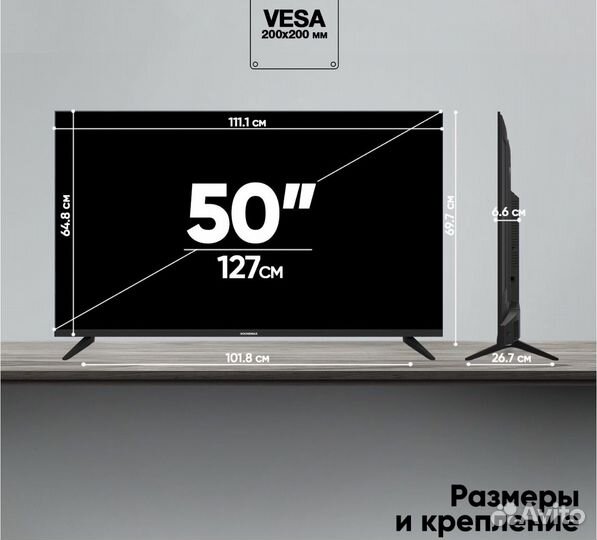 Телевизор SMART tv 4к 50 Сбер 100канадов в подарок