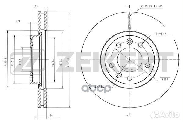 Диск торм. перед. Peugeot 407 04- 508 10- 607