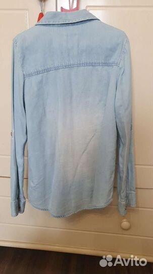 Джинсовая рубашка для девочки 126-131 см kiabi