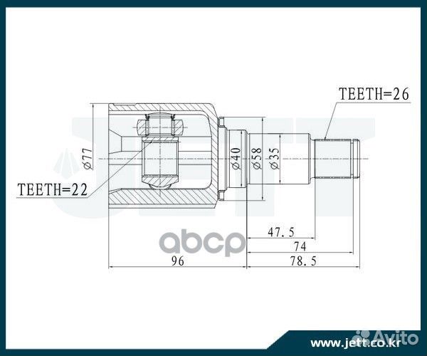 ШРУС внутренний jett V40-4006 V40-4006 jett