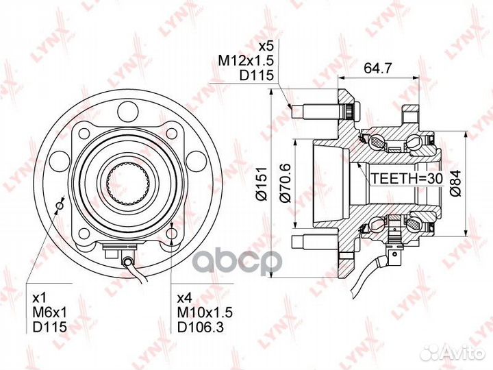 Ступица колеса зад прав/лев WH1130 lynxauto