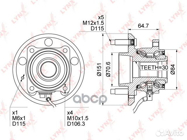 Ступица колеса зад прав/лев WH1130 lynxauto
