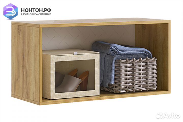 Антресоль двухдверная Бери дуб крафт золотой / бел