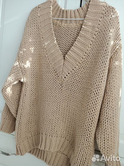 Пуловер крупной вязки