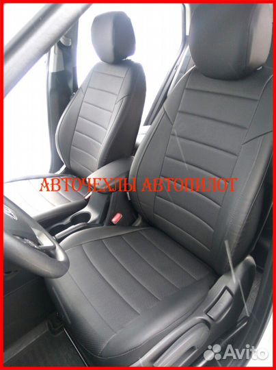 Чехлы Автопилот Hyundai Santa-Fe из экокожи чёрные