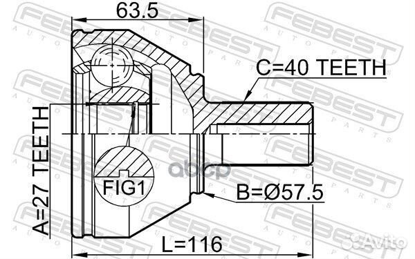 ШРУС наружный 27X57.3X40 volvo S80 07- 2910flii