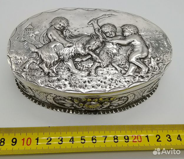 Антикварная Серебряная Шкатулка Европа 18 век