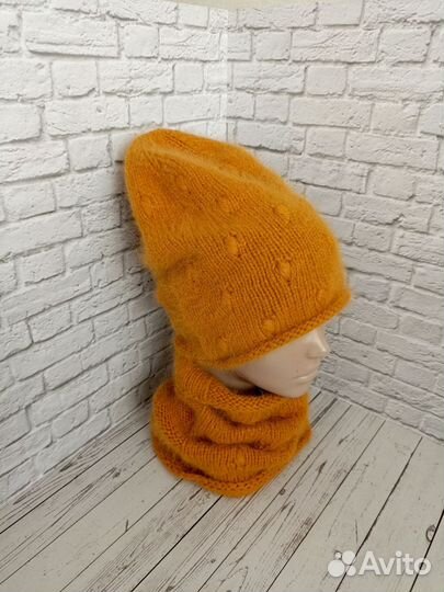 Шапка + снуд пух норки