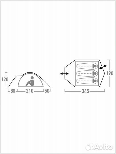 Палатка 3-местная Outventure Cadaques 3