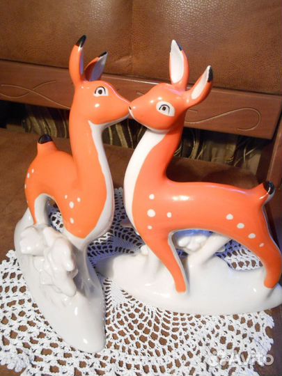 Винтажная статуэтка Олень олененок фарфор гфз