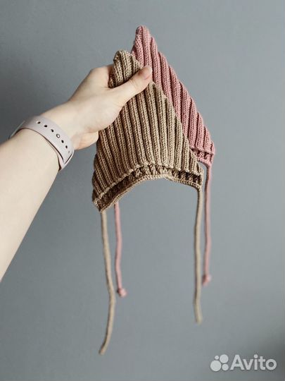 Шапка эльф/гномик вязаная для новорожденного