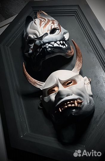 Японские маски демонов театральные ручная работа
