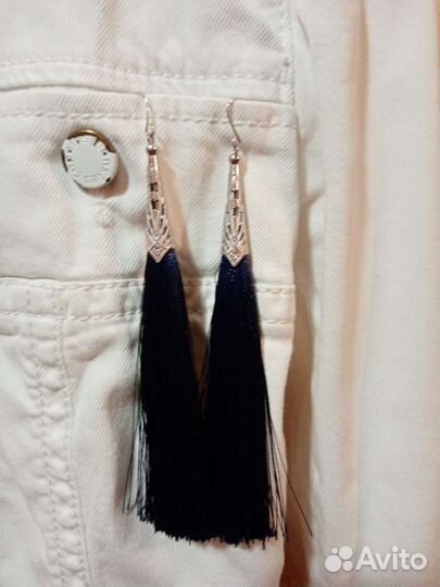 Сережки кисточки синие