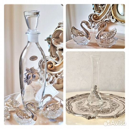 Штоф ваза набор для специй серебро 925 пр. Италия