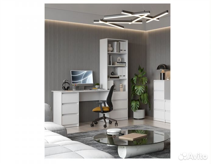 Стол письменный с ящиками Белый