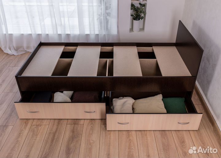 Кровать 90х200 с ящиками Марс венге
