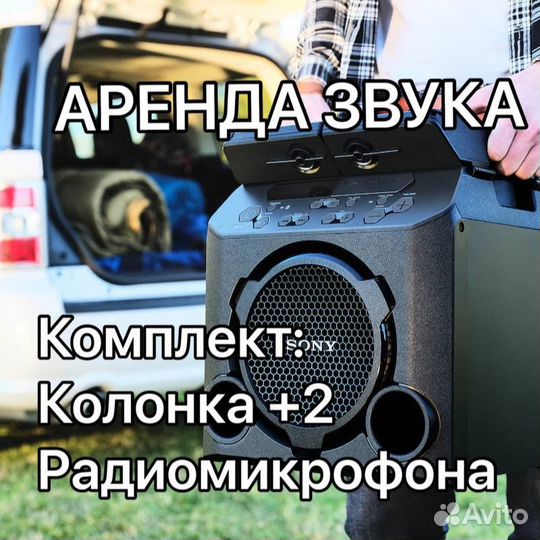 Аренда портативной колонки + 2 Микрофона, проектор